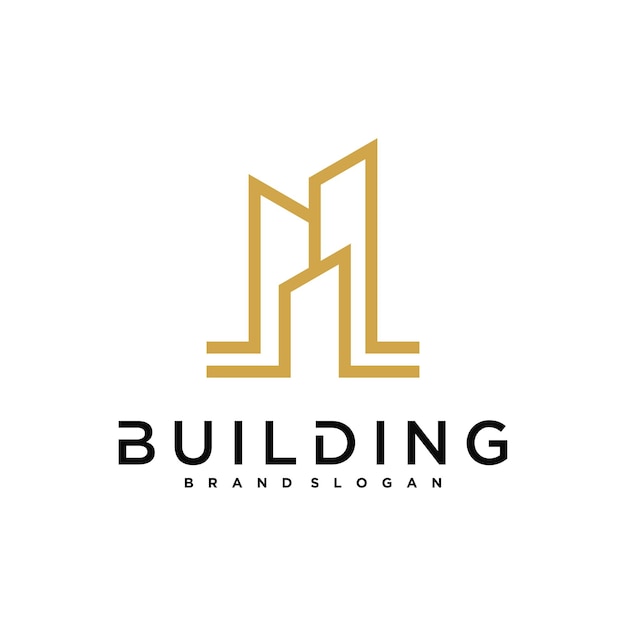 Diseño sencillo de logotipos de edificios y construcciones Símbolos de apartamentos de construcción y arquitectos Vector Premium
