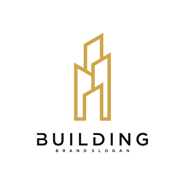 Diseño sencillo de logotipos de edificios y construcciones Símbolos de apartamentos de construcción y arquitectos Vector Premium