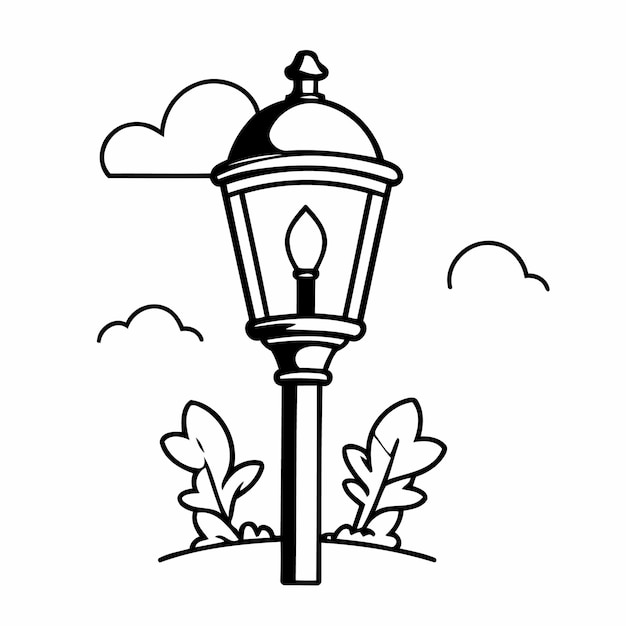 Diseño sencillo de la portada del libro de colorear Lamppost.