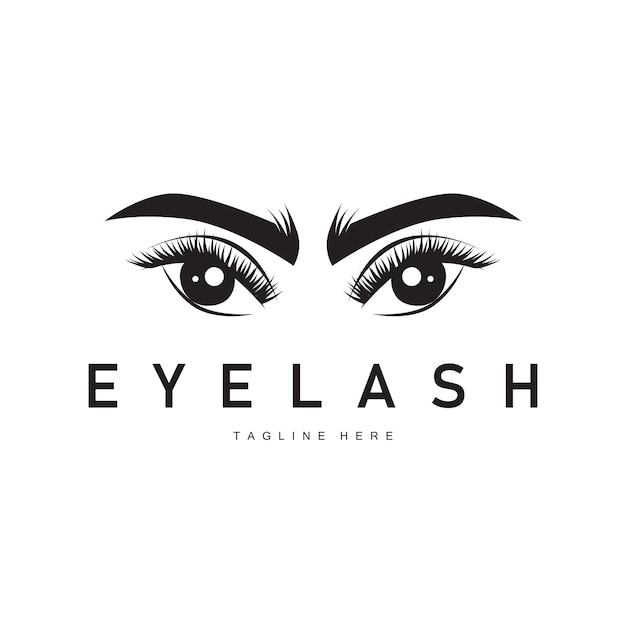 diseño sencillo de silueta negra decoración de logotipo de pestañas embellecer la cara con un concepto de plantilla para salón spa tienda de cosméticos u otros negocios