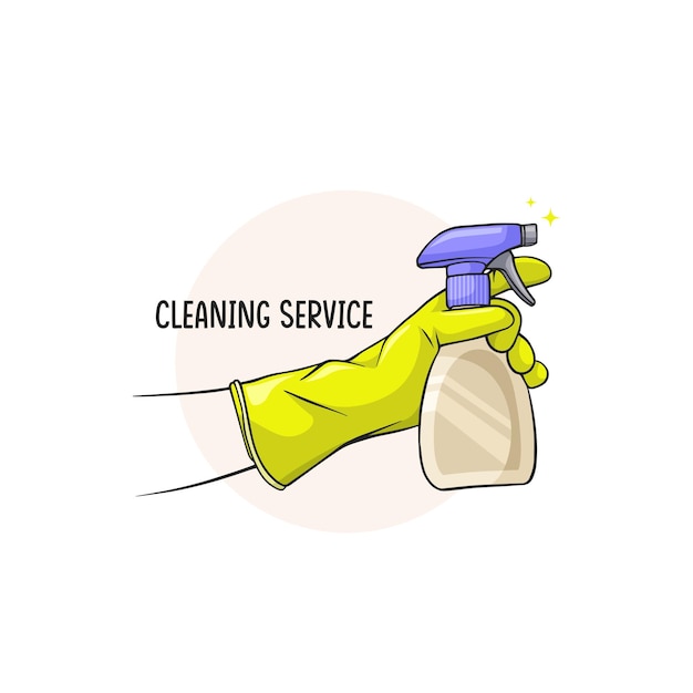 Diseño del servicio de limpieza dibujado a mano
