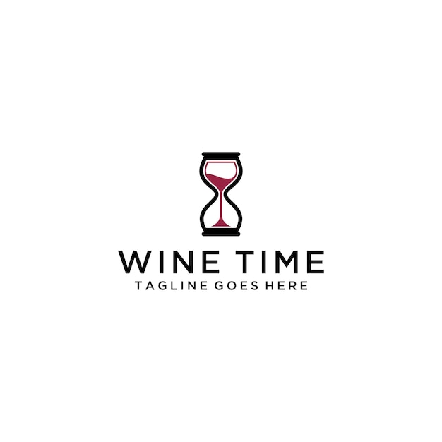 Diseño de signo de logotipo de idea creativa de vino de tiempo