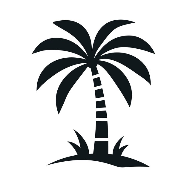 diseño de silueta de árbol de palma fondo blanco
