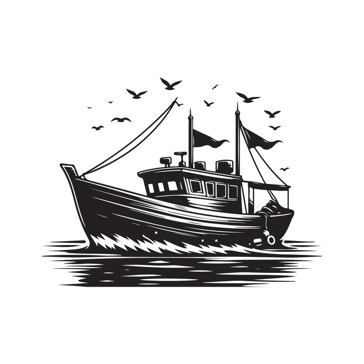 Diseño de silueta de arte vectorial de barcos