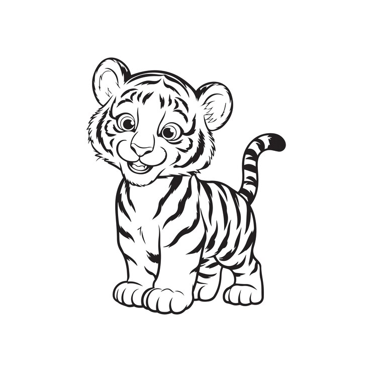 Diseño de silueta de arte vectorial de bebé tigre