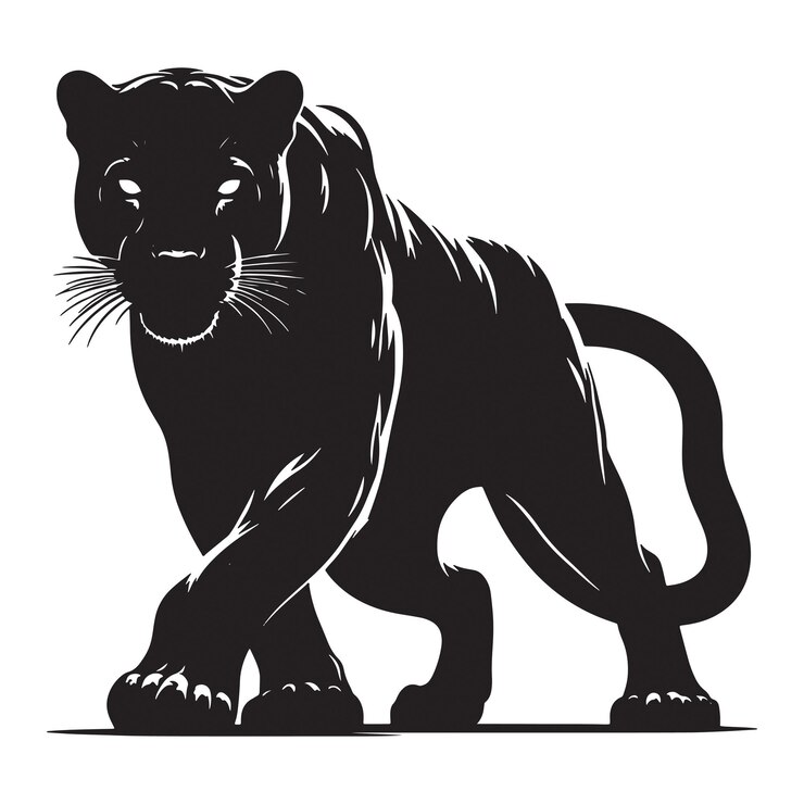 Diseño de silueta de arte vectorial de Black Panther sobre un fondo blanco