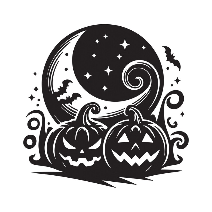 Diseño de silueta de arte vectorial de calabazas de Halloween