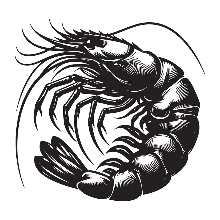 Diseño de silueta de arte vectorial de camarón