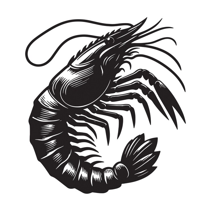 Diseño de silueta de arte vectorial de camarón