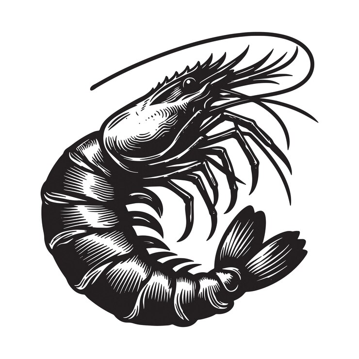 Diseño de silueta de arte vectorial de camarón