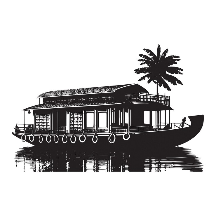 Diseño de silueta de arte vectorial de casas flotantes