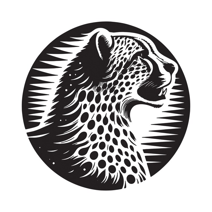 Diseño de silueta de arte vectorial de leopardo con fondo blanco