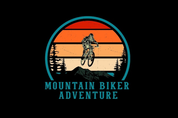 Diseño de silueta de aventura de ciclista de montaña