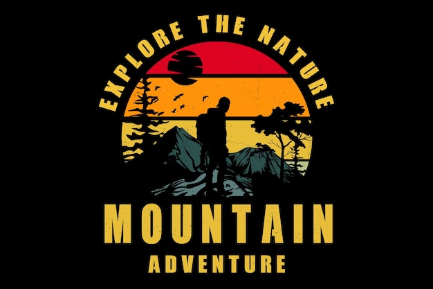 Diseño de silueta de aventura en la montaña