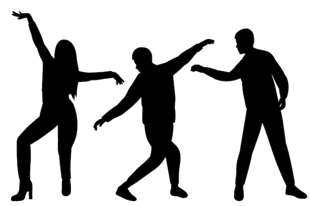 Diseño de silueta de baile de personas bailando aislado