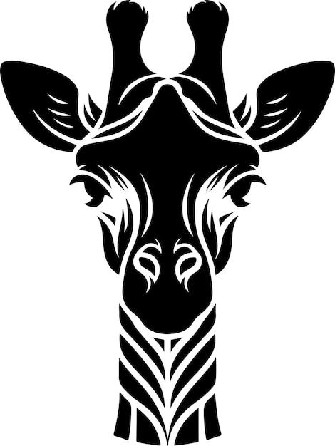 El diseño de la silueta de la cabeza de la jirafa de un vector hacia adelante