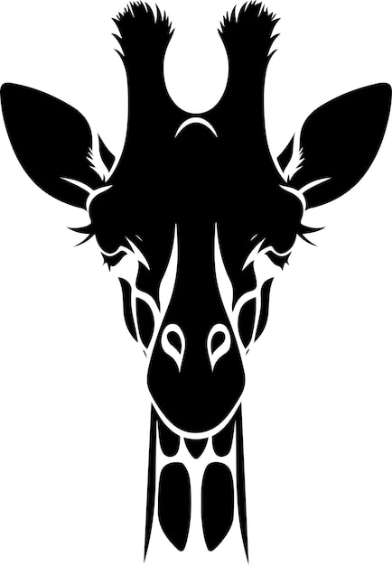 El diseño de la silueta de la cabeza de la jirafa de un vector hacia adelante