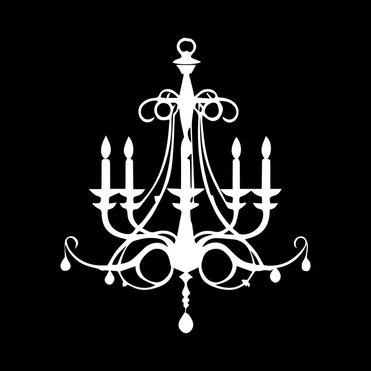 Vector un diseño de silueta de candelabro en blanco y negro