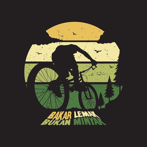 Diseño de silueta de ciclismo en un bosque Ilustración vectorial