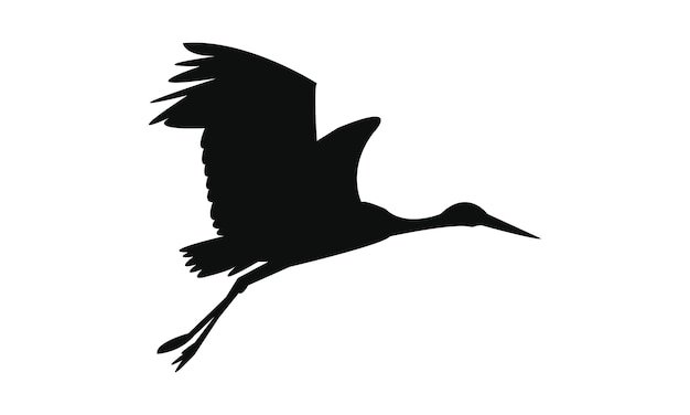 Diseño de silueta de cigüeña voladora e ilustración vectorial