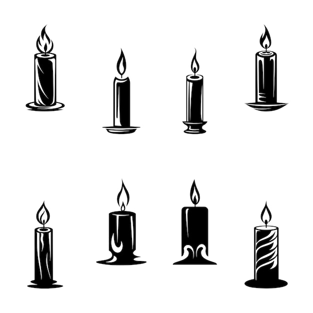 Diseño De Silueta De Conjunto De Velas Vector Premium