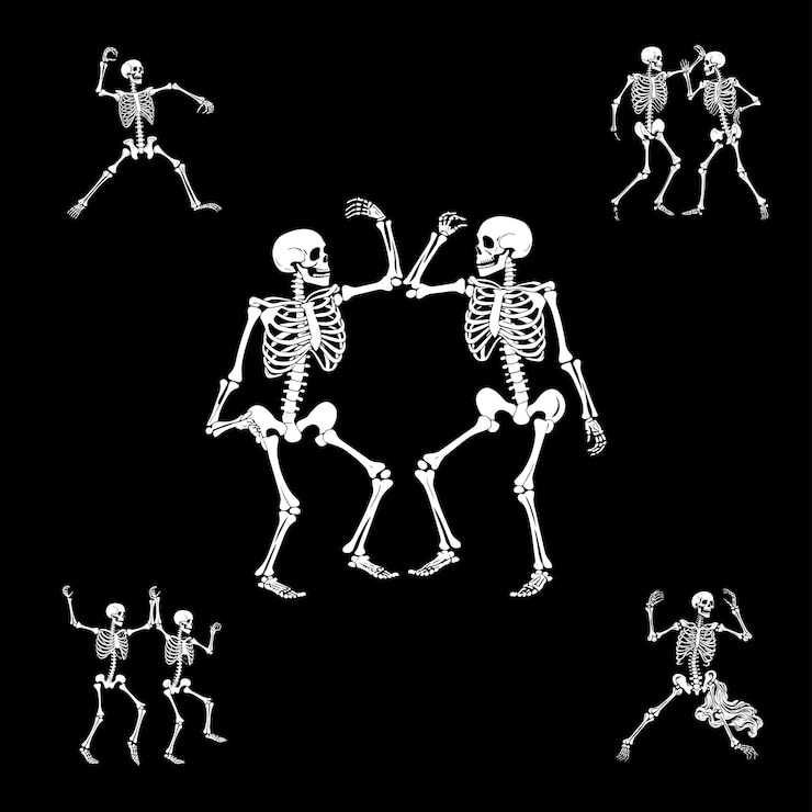 Vector diseño de silueta de esqueleto bailando vectorial