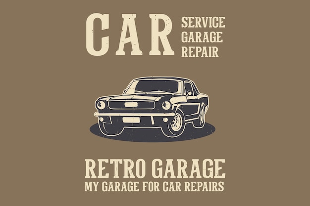 Diseño de silueta de garaje retro de reparación de garaje de servicio de coche