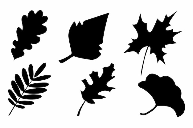 Diseño de silueta de hojas negras de otoño