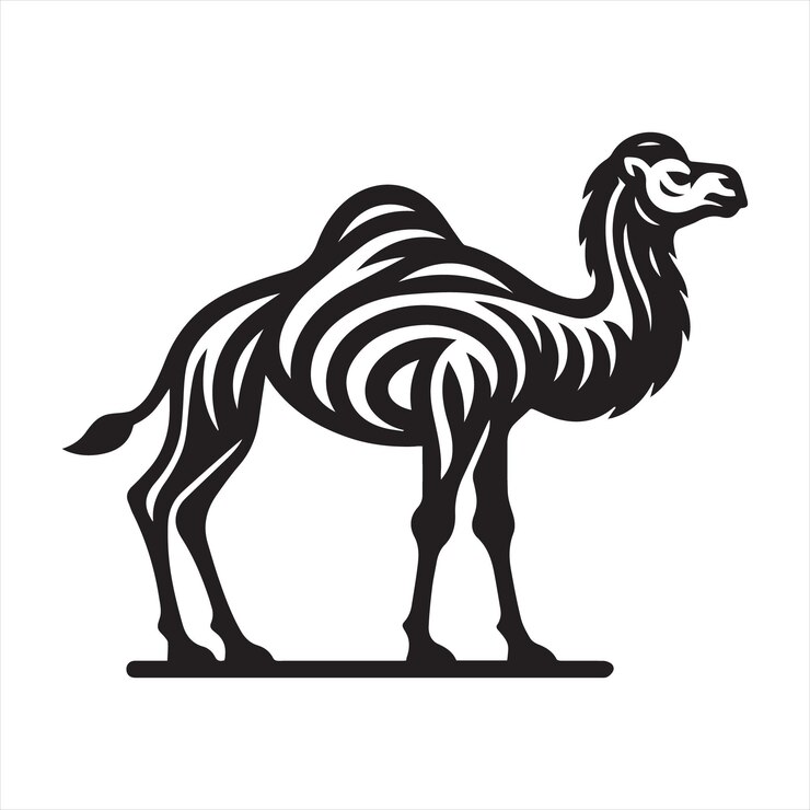 Diseño de la silueta de la ilustración vectorial del camello