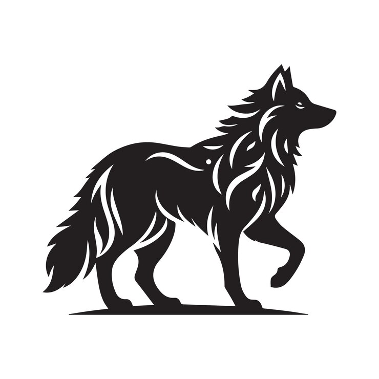 Diseño de silueta de la ilustración vectorial del lobo