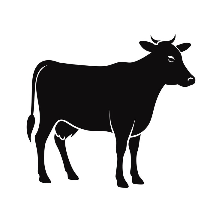Diseño de silueta de la ilustración vectorial de la vaca