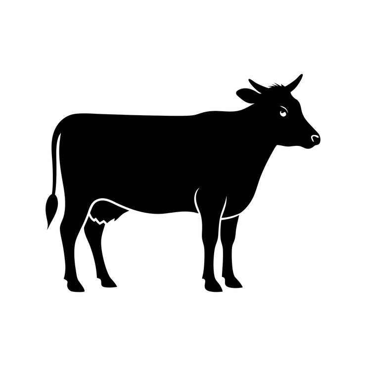 Diseño de silueta de la ilustración vectorial de la vaca