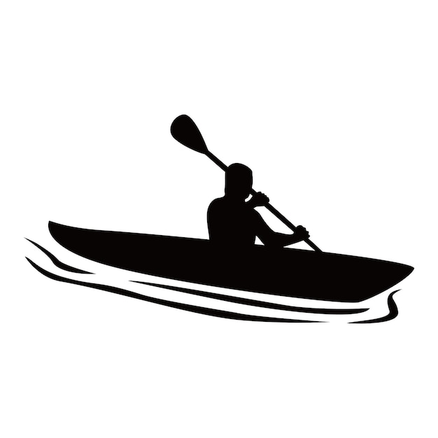diseño de silueta de kayak, signo y símbolo de deportes acuáticos