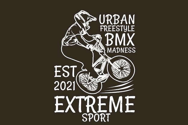 Diseño de silueta de locura de bicicleta de deporte extremo