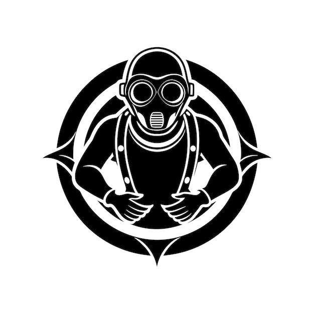 diseño de silueta del logotipo del conductor de buceo en blanco y negro