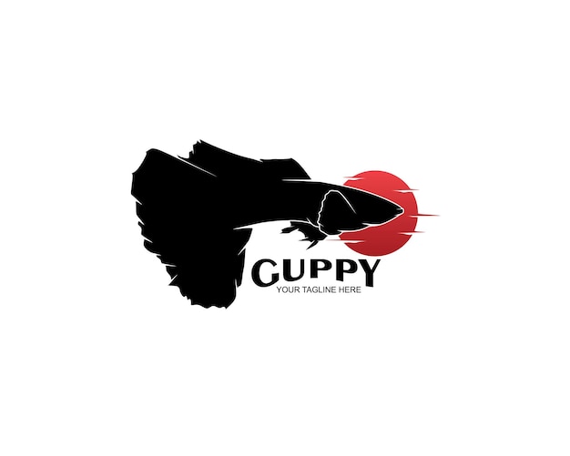 Vector diseño de la silueta del logotipo del pez guppy