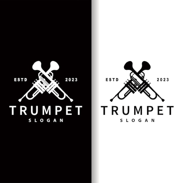 diseño de silueta de marca simple instrumento musical de latón trompeta clásico de jazz logotipo de trompeta