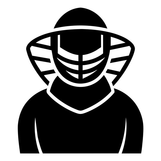 Diseño de la silueta de la máscara facial de apicultor de apicultura ilustración en color negro 20
