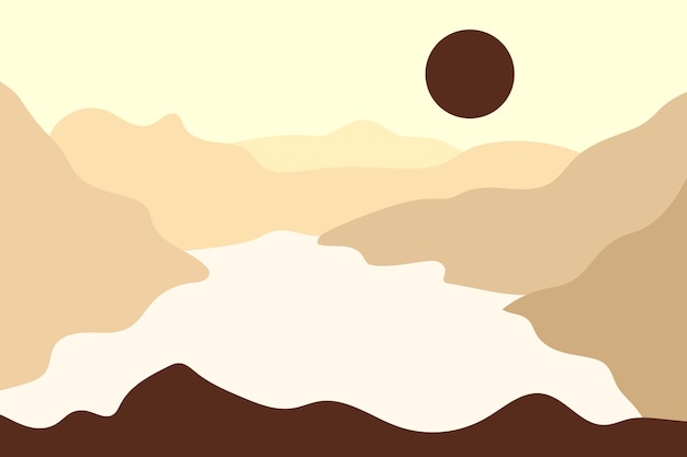 Diseño silueta de montaña plana arte paisajístico minimalista