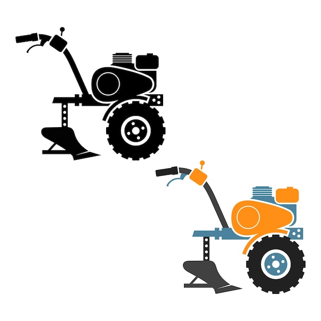 Diseño de silueta de Motoblock para jardinería y trabajo de hortalizas
