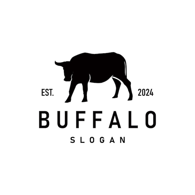 diseño de silueta negra de animales agrícolas y ganaderos logotipo de búfalo simple minimalista