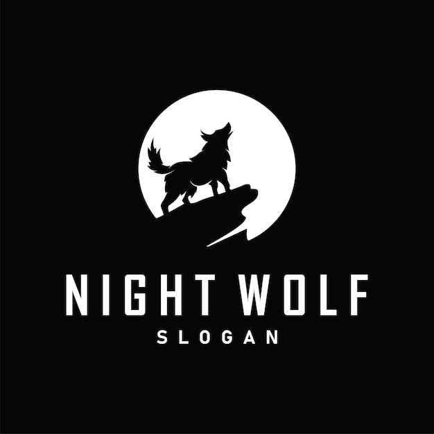 diseño de silueta negra logotipo lobo animal salvaje plantilla de ilustración simple