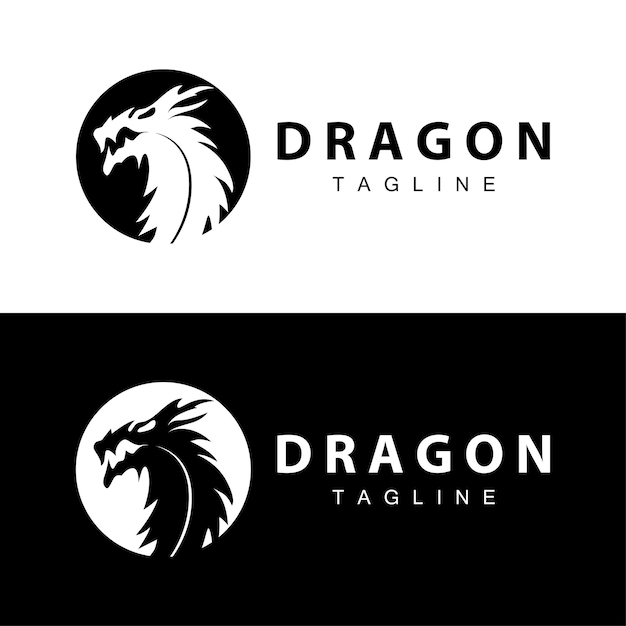 Diseño de silueta negra logotipo simple del dragón plantilla de la leyenda del animal ilustración