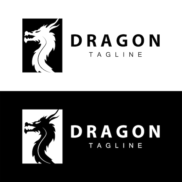 Diseño de silueta negra logotipo simple del dragón plantilla de la leyenda del animal ilustración
