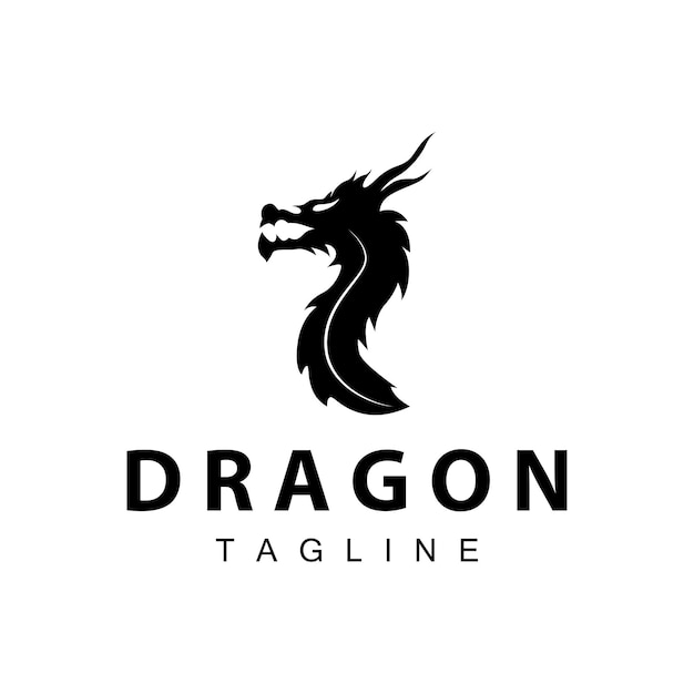 Diseño de silueta negra logotipo simple del dragón plantilla de la leyenda del animal ilustración
