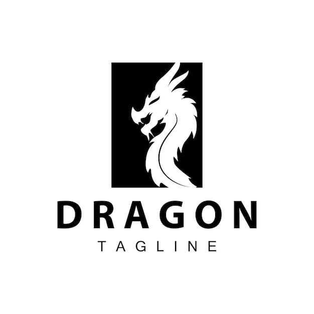 Diseño de silueta negra logotipo simple del dragón plantilla de la leyenda del animal ilustración
