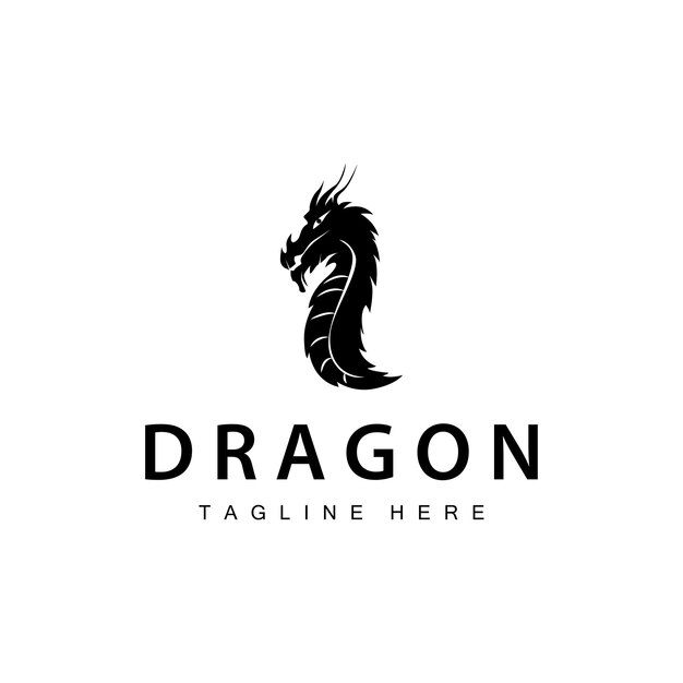 Diseño de silueta negra logotipo simple del dragón plantilla de la leyenda del animal ilustración