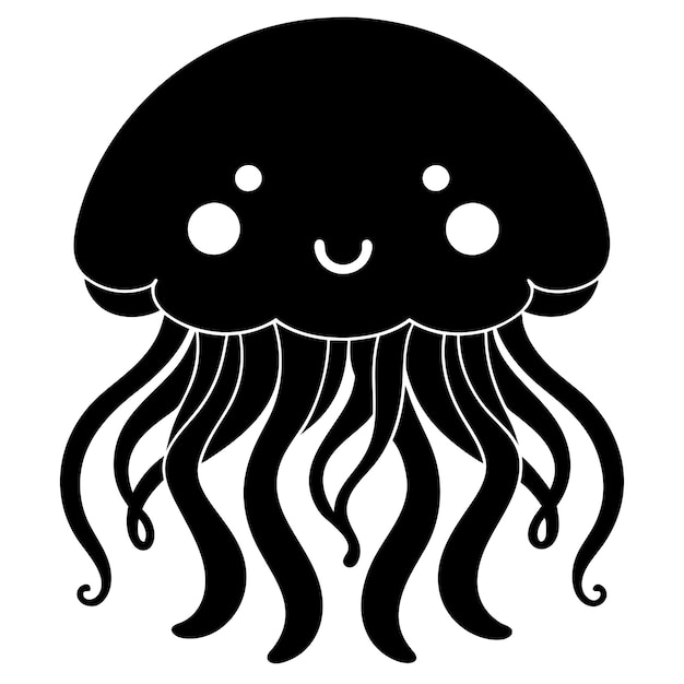 diseño de silueta negra vectorial de un pulpo lindo