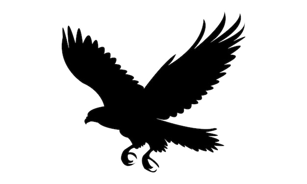 Diseño de silueta de pájaro halcón volador e ilustración vectorial