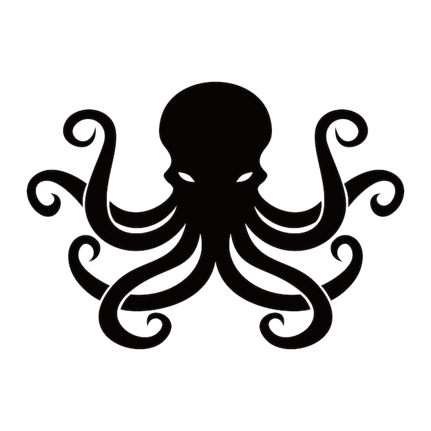 diseño de silueta de pulpo animal marino con signo y símbolo de tentáculo